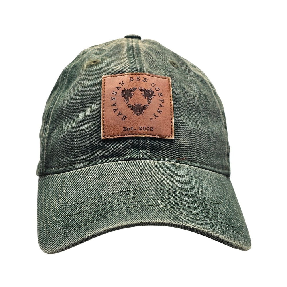 Savannah Bee Company Vintage Leather Patch Green Dirty Wash Legacy Hat Snapback